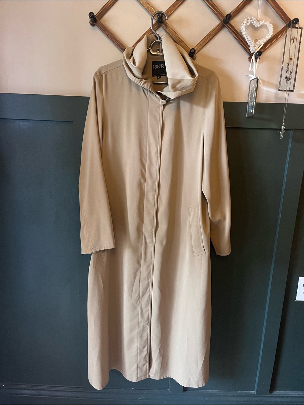 Hilary Radley Beige Hooded Trench Coat